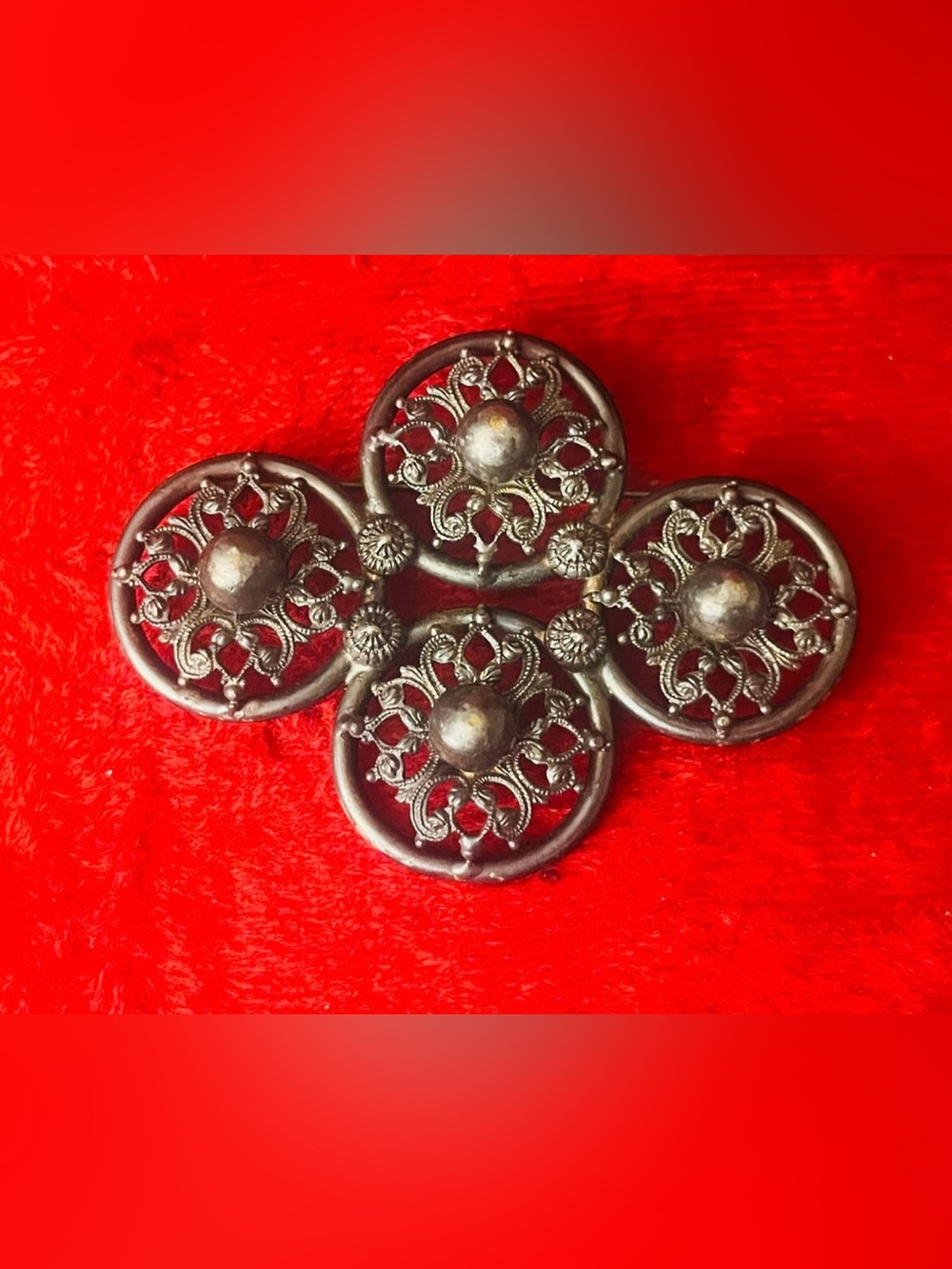Vintage Filigree Beaded Large Pin Brooch